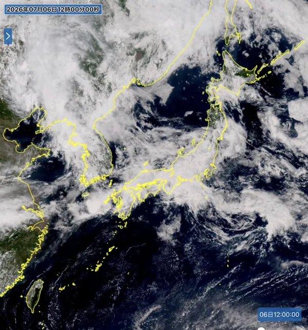 2026年7月6日12時の日本周辺の衛星可視画像