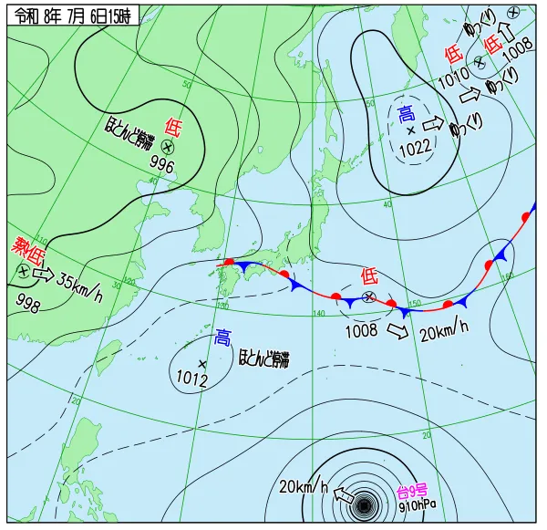 2026年7月6日15時の速報天気図