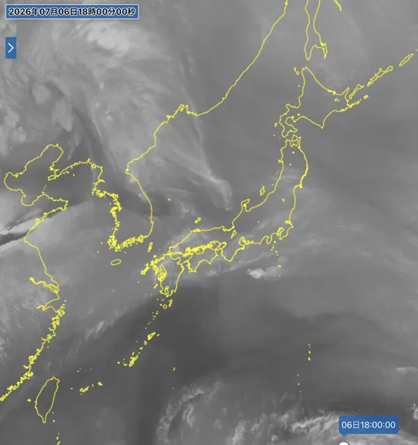 2026年7月6日18時の日本周辺の衛星水蒸気画像