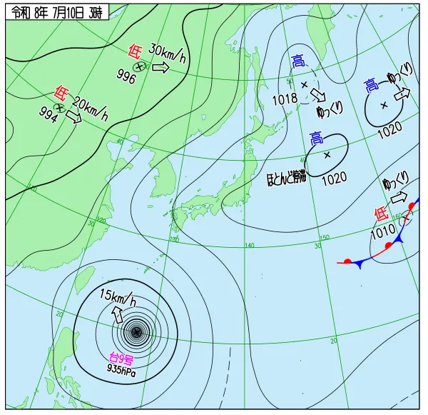2026年7月10日3時の速報天気図