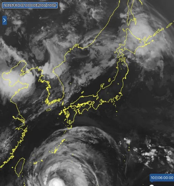 2026年7月10日6時の日本周辺の衛星赤外画像