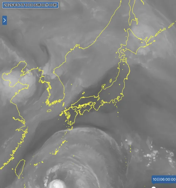 2026年7月10日6時の日本周辺の衛星水蒸気画像