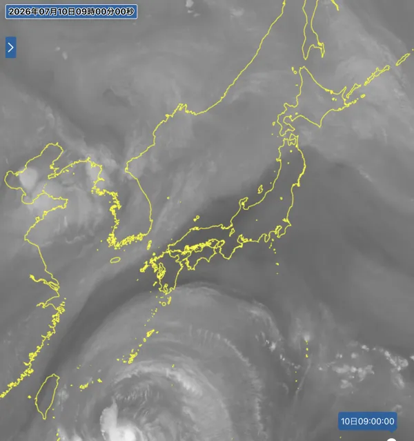 2026年7月10日9時の日本周辺の衛星水蒸気画像