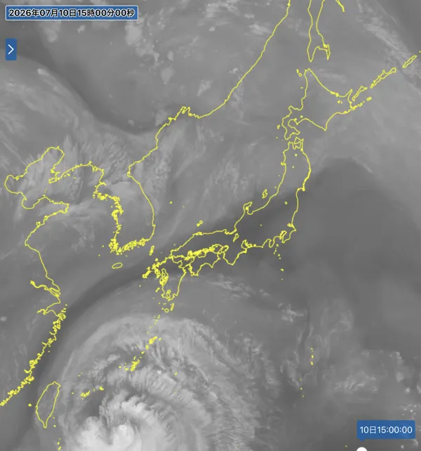 2026年7月10日15時の日本周辺の衛星水蒸気画像