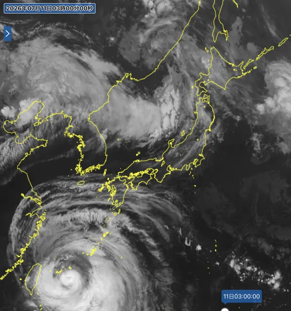 2026年7月11日3時の日本周辺の衛星赤外画像