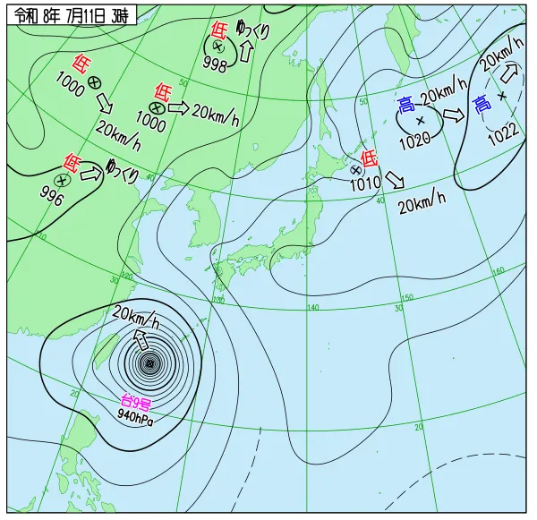 2026年7月11日3時の速報天気図