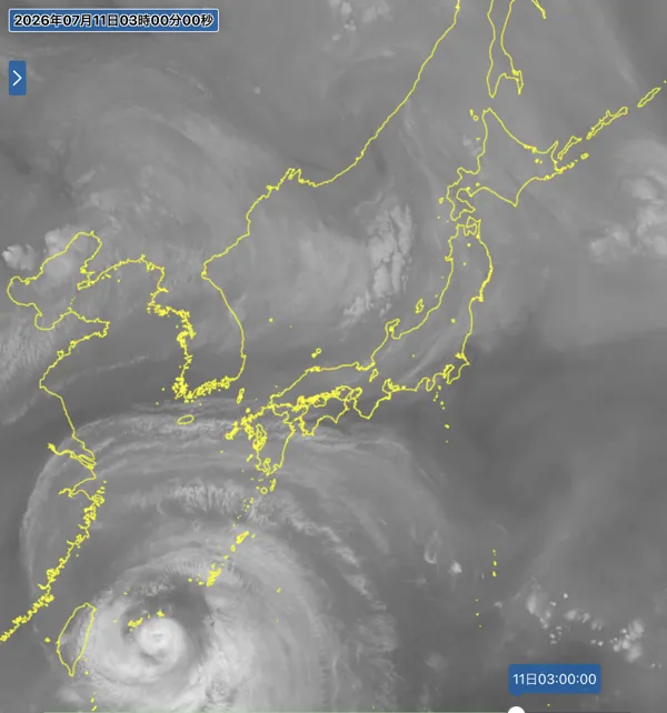 2026年7月11日3時の日本周辺の衛星水蒸気画像