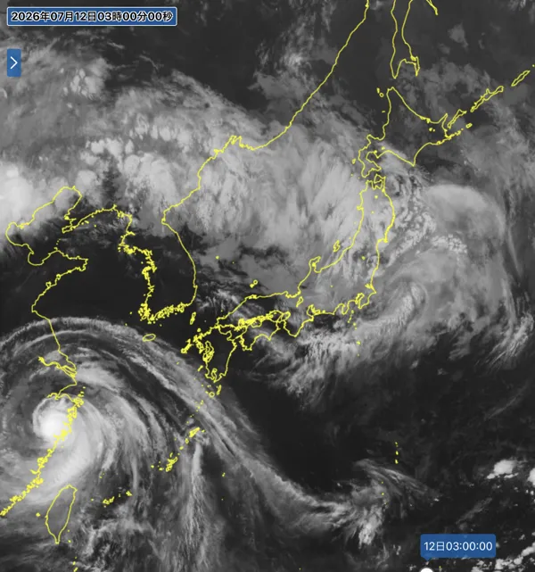 2026年7月12日3時の日本周辺の衛星赤外画像