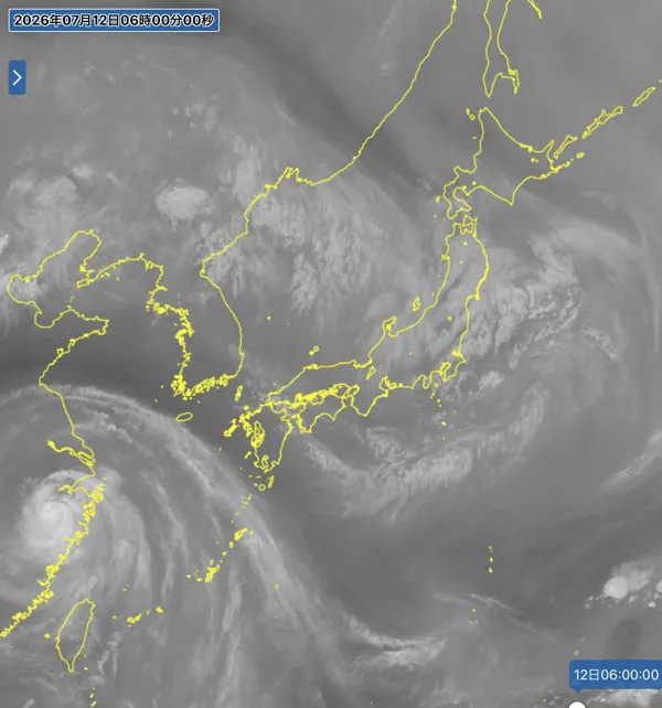 2026年7月12日6時の日本周辺の衛星水蒸気画像