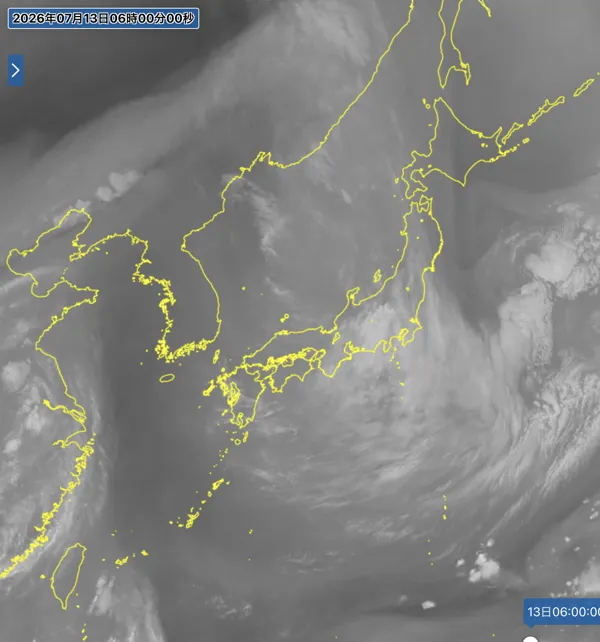 2026年7月13日6時の日本周辺の衛星水蒸気画像