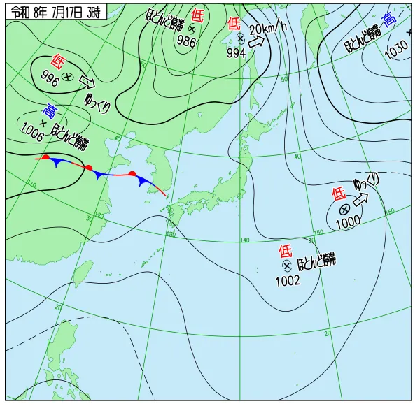 2026年7月17日3時の速報天気図
