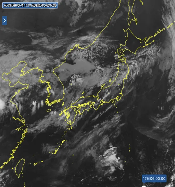 2026年7月17日6時の日本周辺の衛星赤外画像