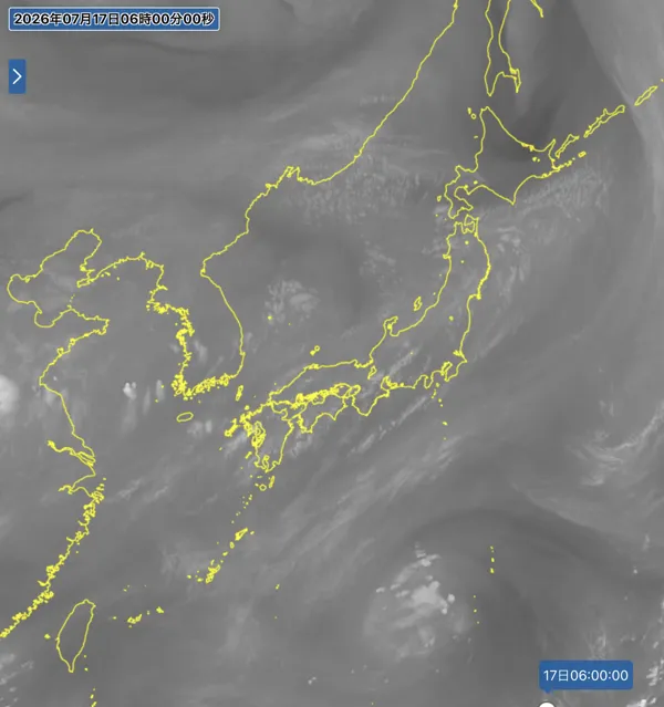 2026年7月17日6時の日本周辺の衛星水蒸気画像