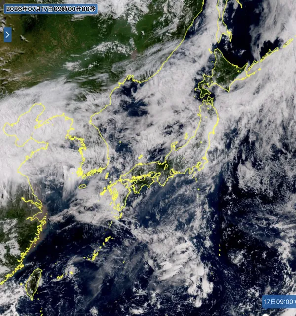 2026年7月17日9時の日本周辺の衛星可視画像