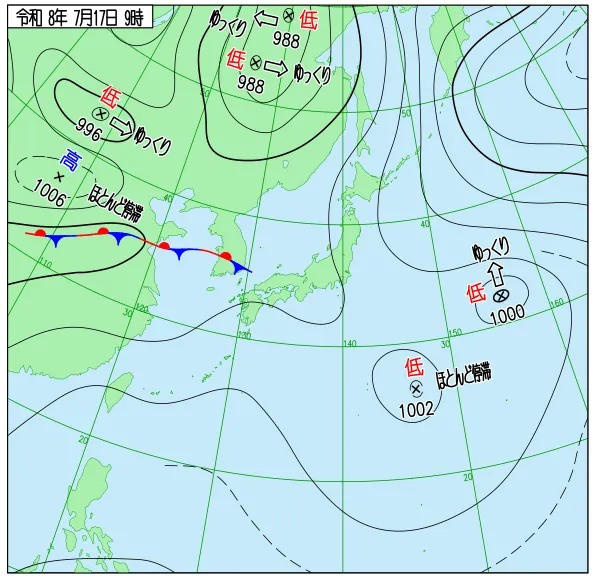 2026年7月17日9時の速報天気図