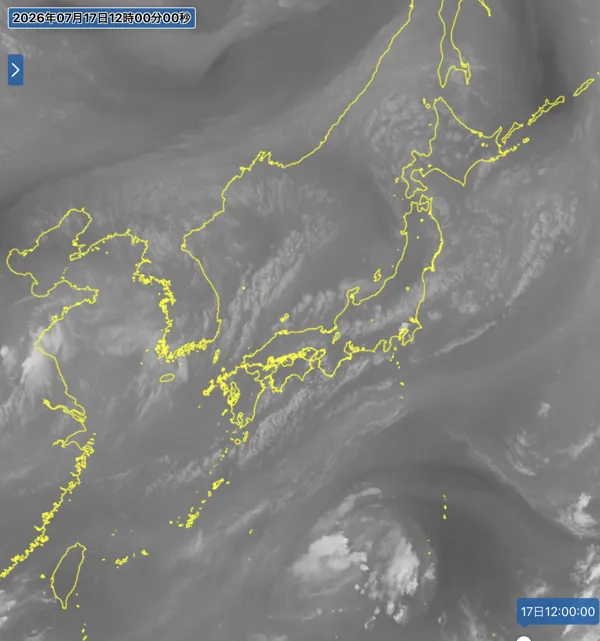 2026年7月17日12時の日本周辺の衛星水蒸気画像