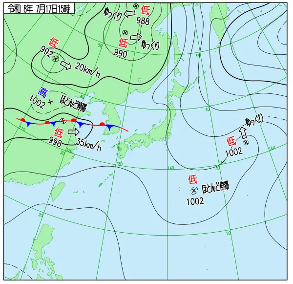 2026年7月17日15時の速報天気図