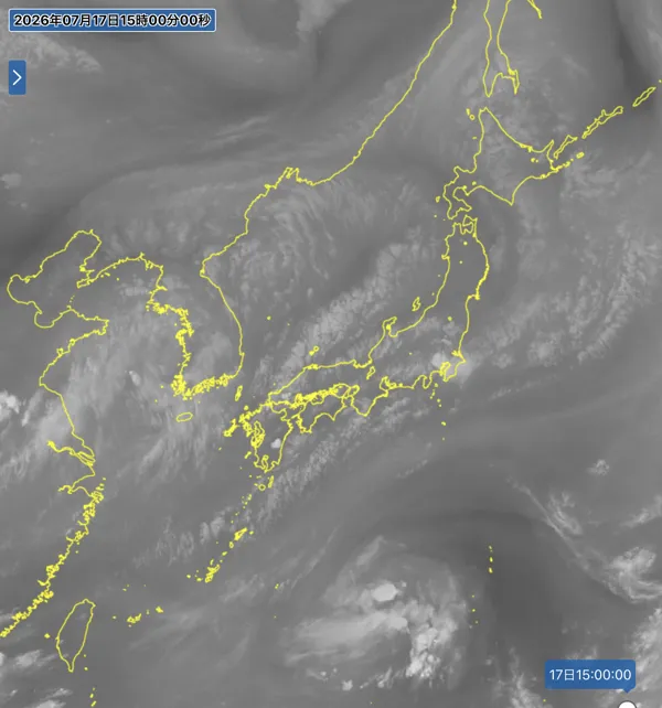 2026年7月17日15時の日本周辺の衛星水蒸気画像