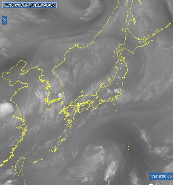 2026年7月17日18時の日本周辺の衛星水蒸気画像