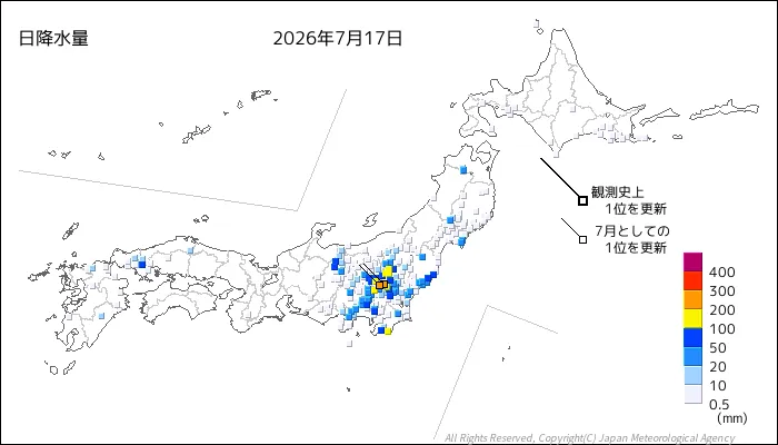 日本のアメダス日降水量の図
