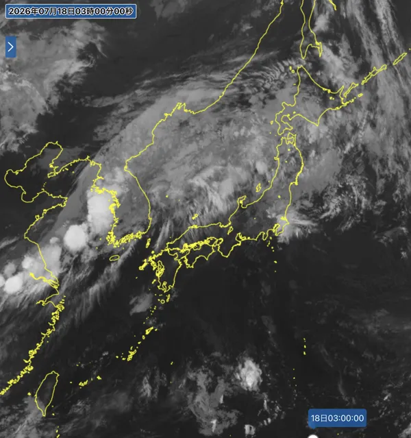 2026年7月18日3時の日本周辺の衛星赤外画像