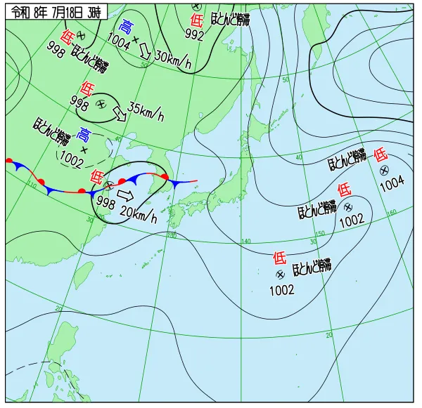 2026年7月18日3時の速報天気図