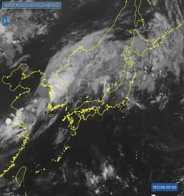 2026年7月18日6時の日本周辺の衛星赤外画像