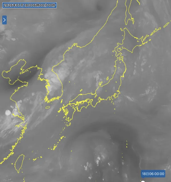 2026年7月18日6時の日本周辺の衛星水蒸気画像