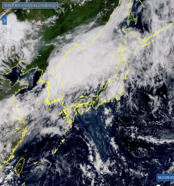 2026年7月18日9時の日本周辺の衛星可視画像