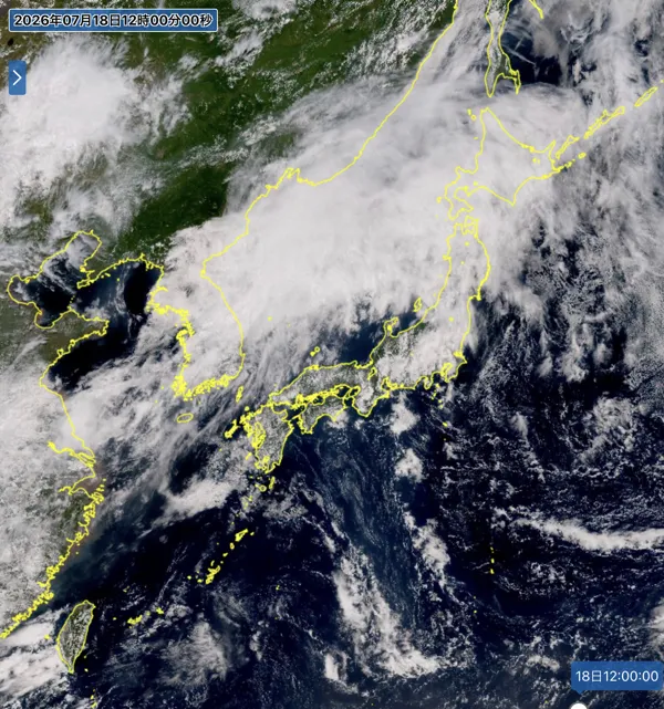 2026年7月18日12時の日本周辺の衛星可視画像