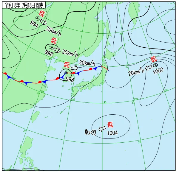2026年7月18日15時の速報天気図