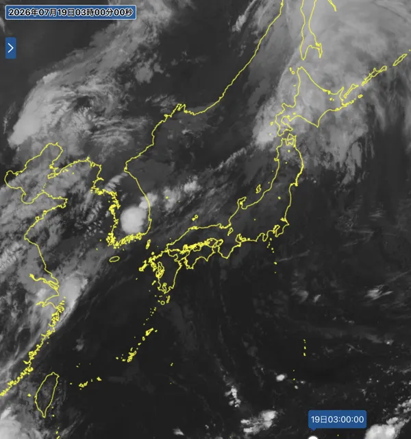 2026年7月19日3時の日本周辺の衛星赤外画像