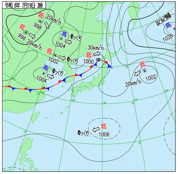 2026年7月19日3時の速報天気図