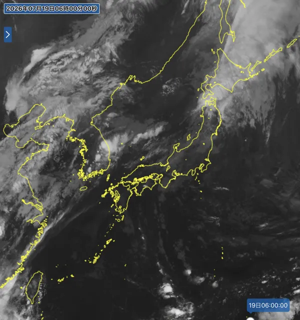 2026年7月19日6時の日本周辺の衛星赤外画像