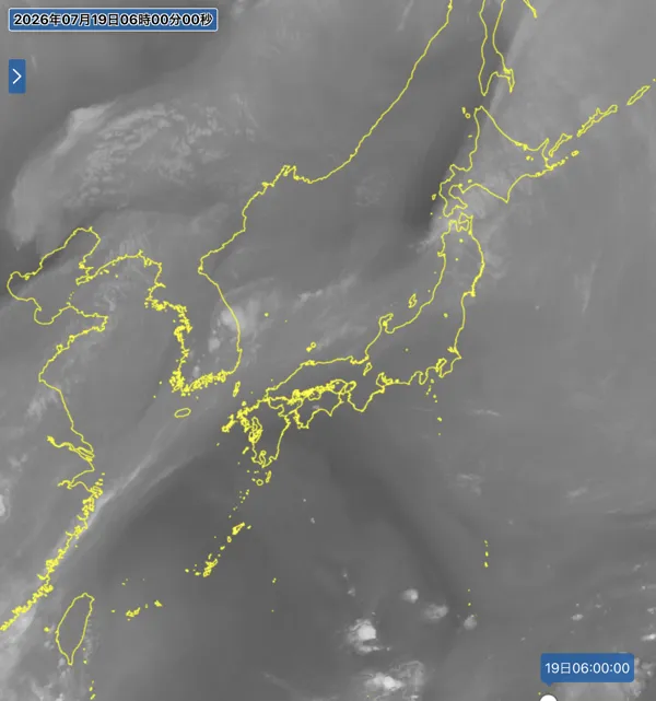 2026年7月19日6時の日本周辺の衛星水蒸気画像