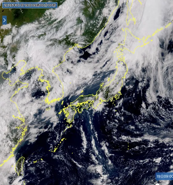 2026年7月19日9時の日本周辺の衛星可視画像