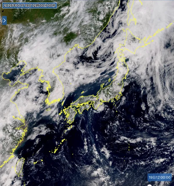 2026年7月19日12時の日本周辺の衛星可視画像