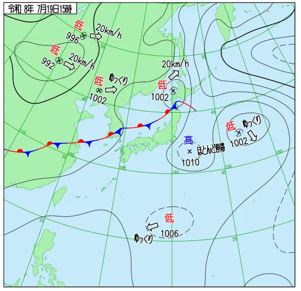 2026年7月19日15時の速報天気図