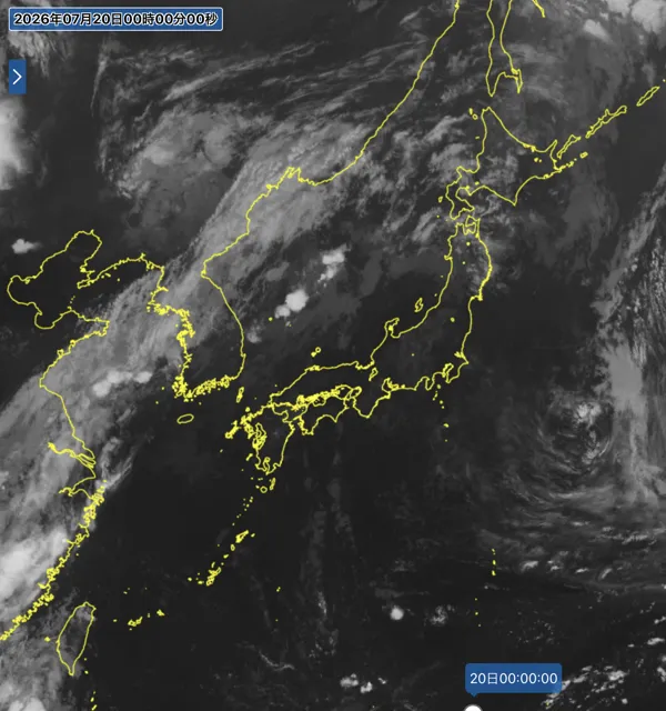 2026年7月19日24時の日本周辺の衛星赤外画像