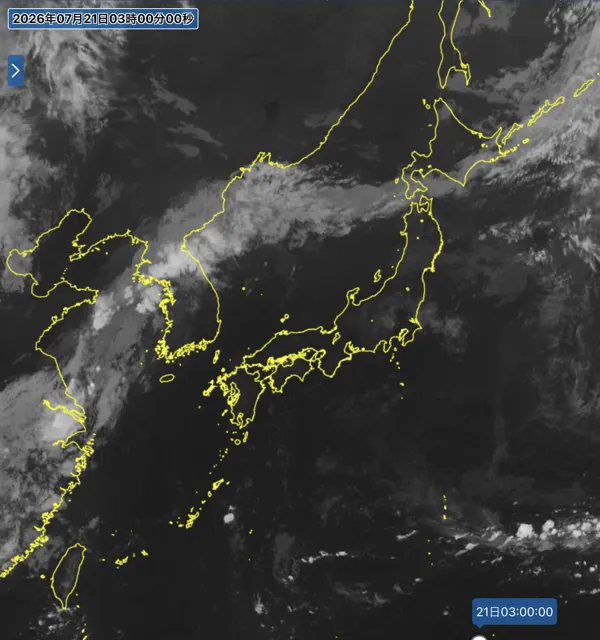2026年7月21日3時の日本周辺の衛星赤外画像
