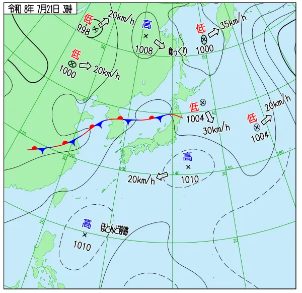 2026年7月21日3時の速報天気図
