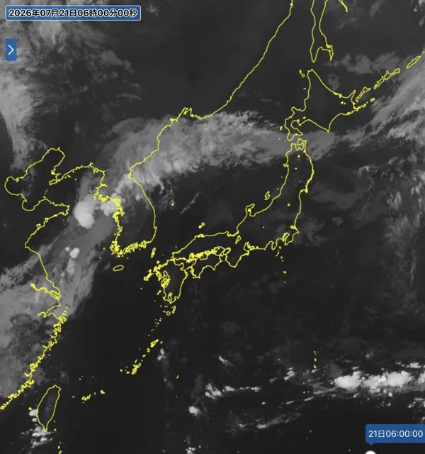 2026年7月21日6時の日本周辺の衛星赤外画像