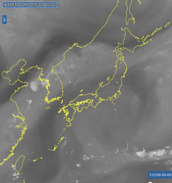 2026年7月21日6時の日本周辺の衛星水蒸気画像