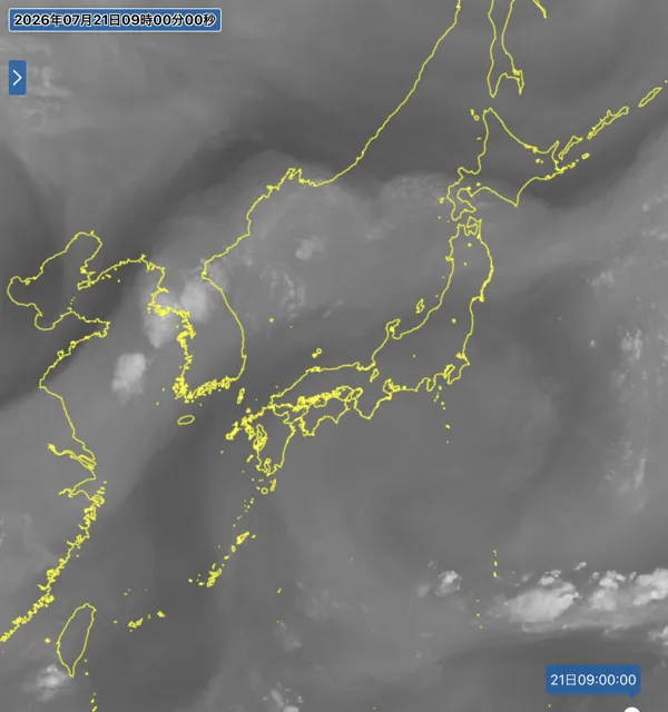 2026年7月21日9時の日本周辺の衛星水蒸気画像