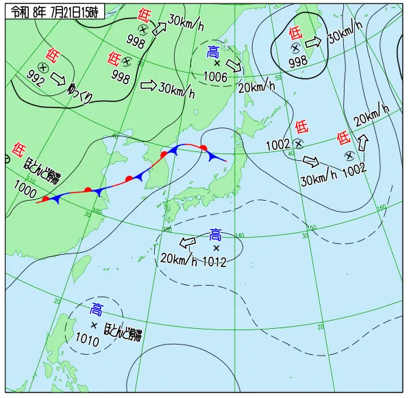 2026年7月21日15時の速報天気図