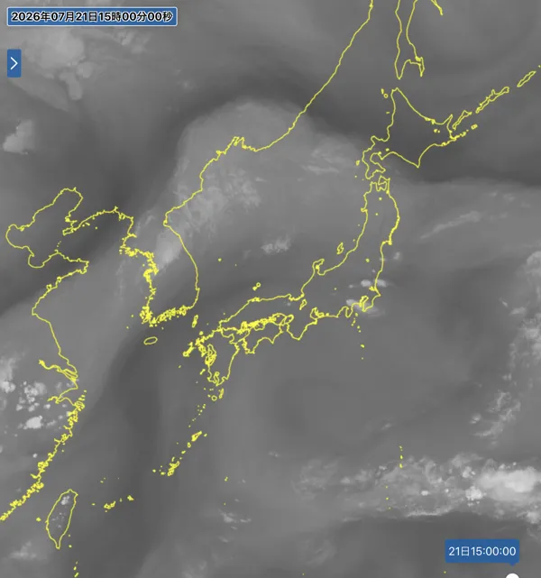 2026年7月21日15時の日本周辺の衛星水蒸気画像