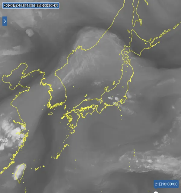 2026年7月21日18時の日本周辺の衛星水蒸気画像