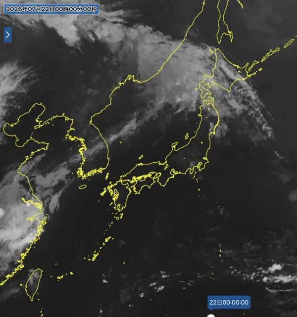 2026年7月21日24時の日本周辺の衛星赤外画像