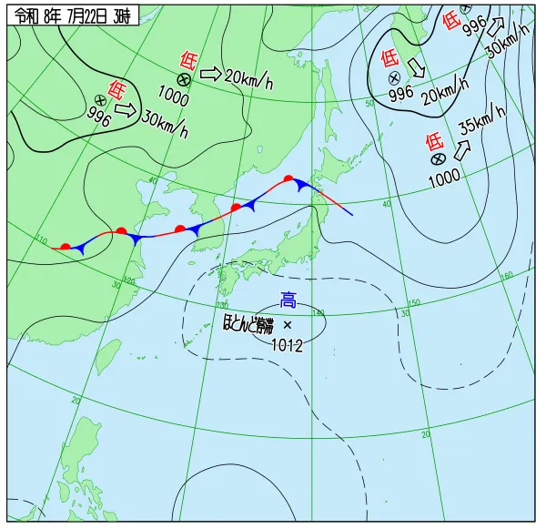 2026年7月22日3時の速報天気図