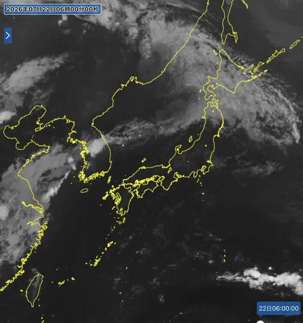 2026年7月22日6時の日本周辺の衛星赤外画像